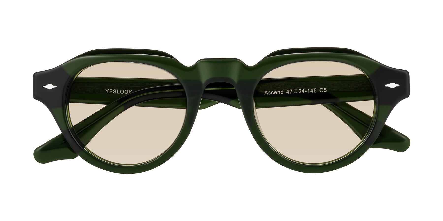 Folded Front of Ascend in Dark Jade Green with Light Brown Tinted Lenses