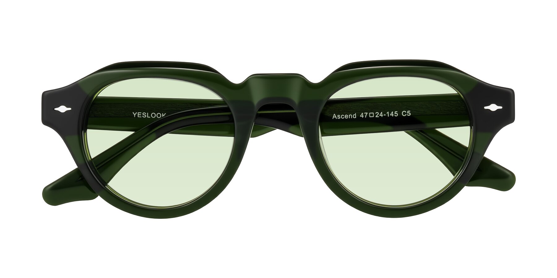 Folded Front of Ascend in Dark Jade Green with Light Green Tinted Lenses
