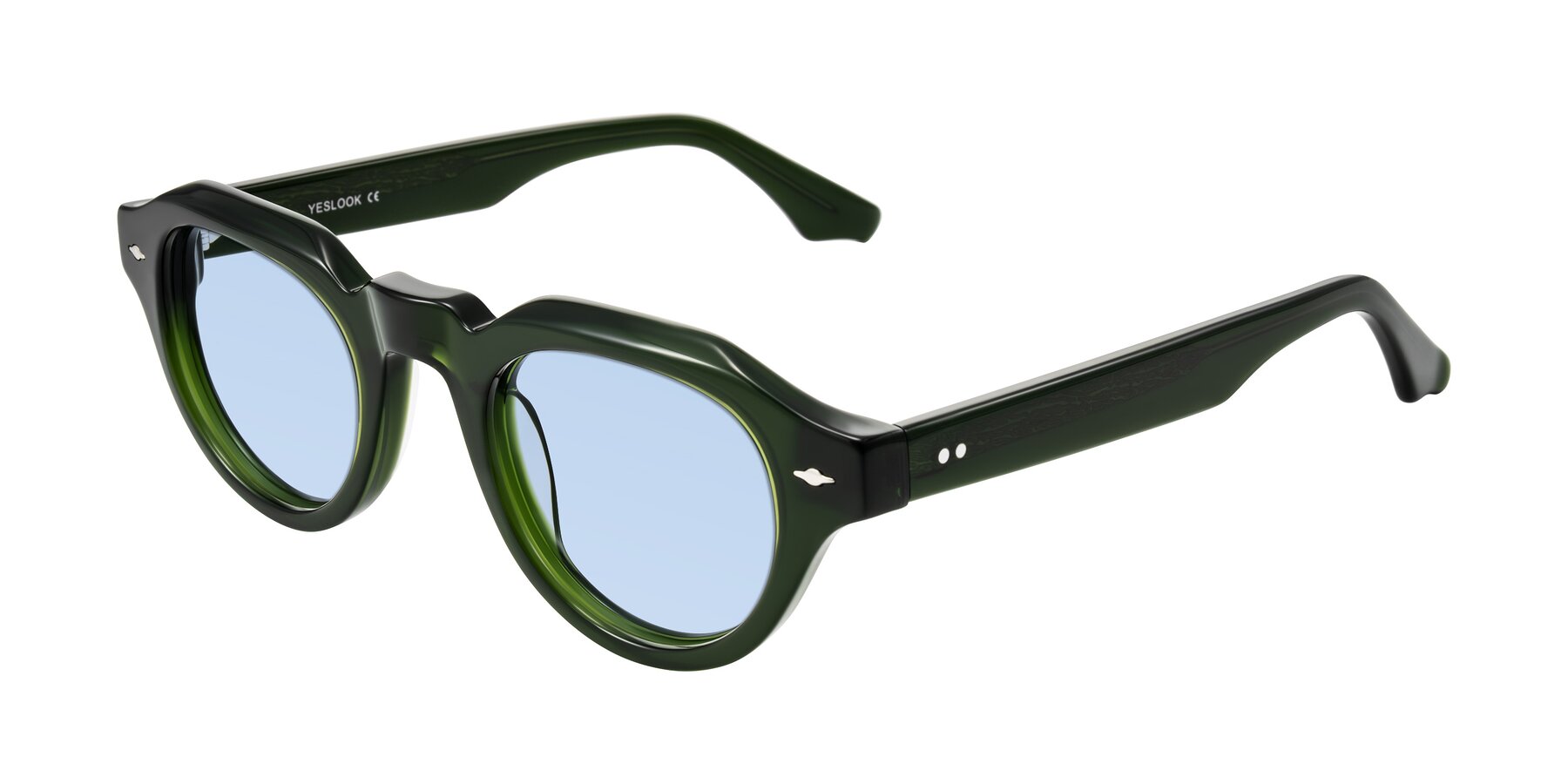 Angle of Ascend in Dark Jade Green with Light Blue Tinted Lenses