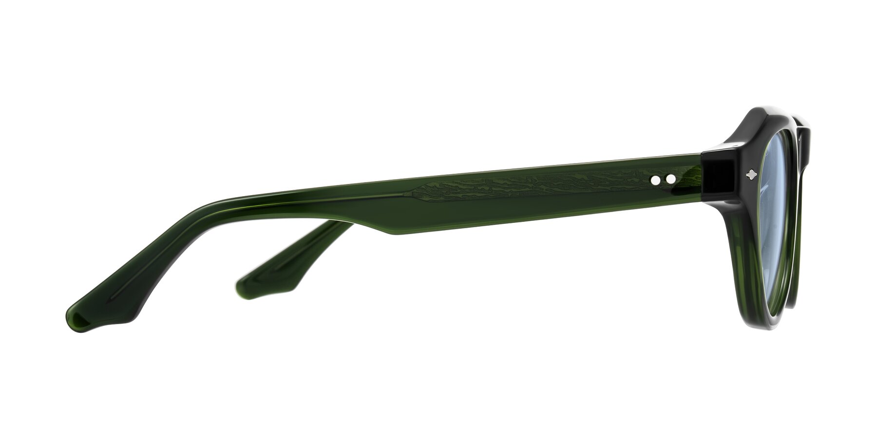 Side of Ascend in Dark Jade Green with Light Blue Tinted Lenses