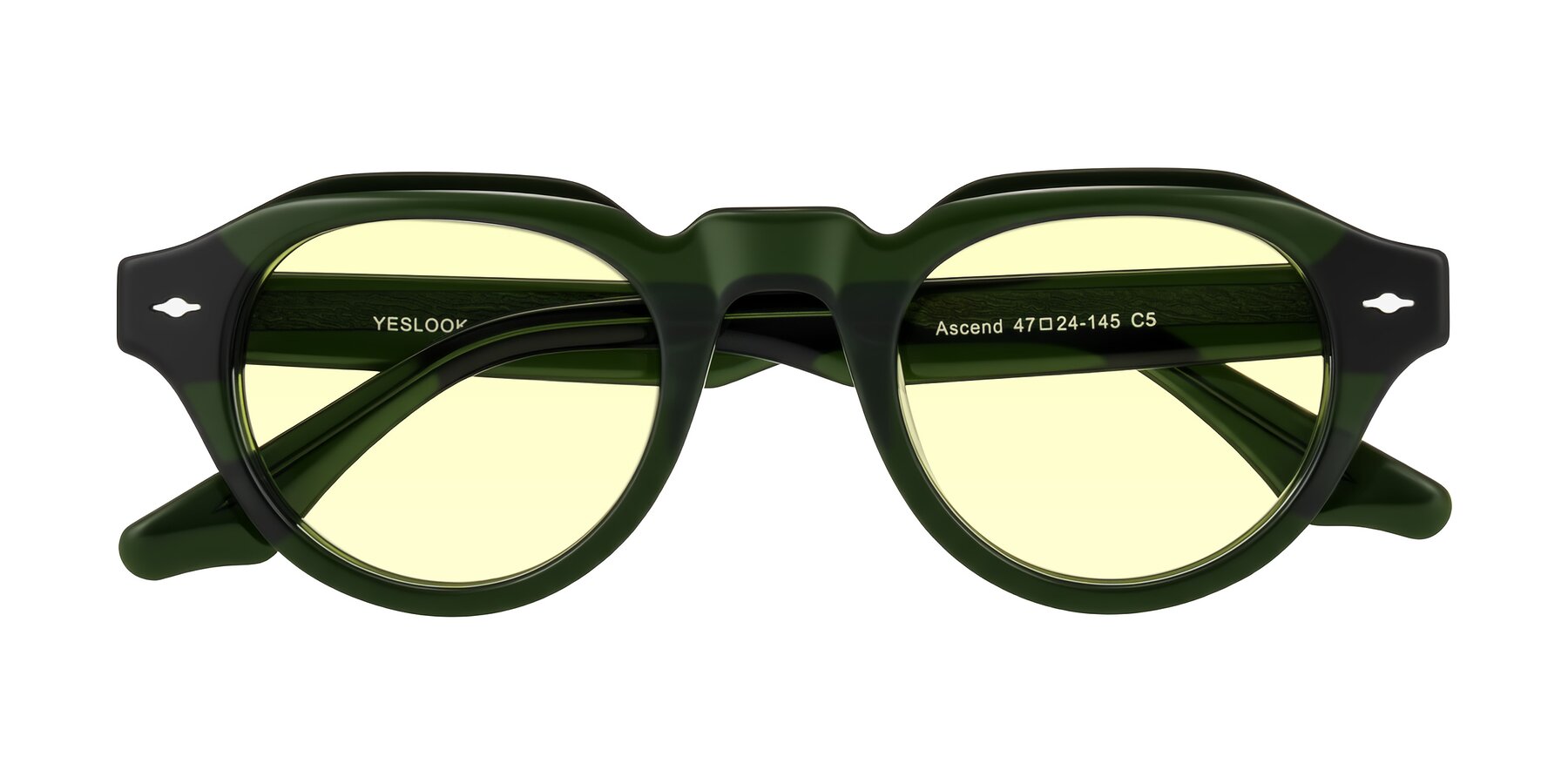 Folded Front of Ascend in Dark Jade Green with Light Yellow Tinted Lenses