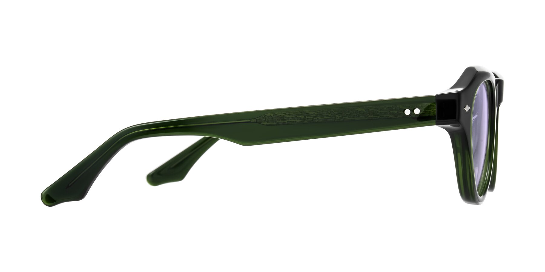 Side of Ascend in Dark Jade Green with Light Purple Tinted Lenses
