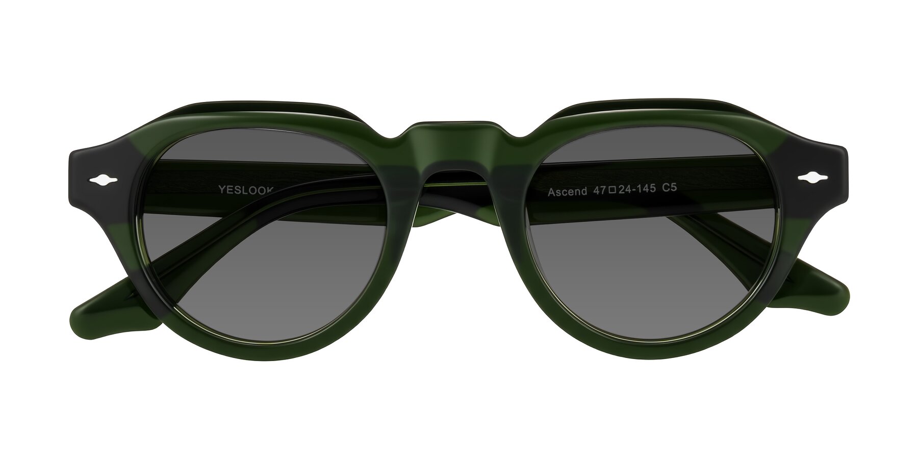 Folded Front of Ascend in Dark Jade Green with Medium Gray Tinted Lenses