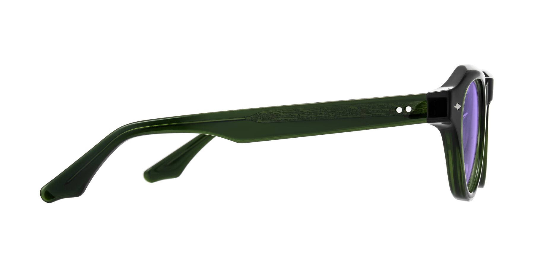 Side of Ascend in Dark Jade Green with Medium Purple Tinted Lenses