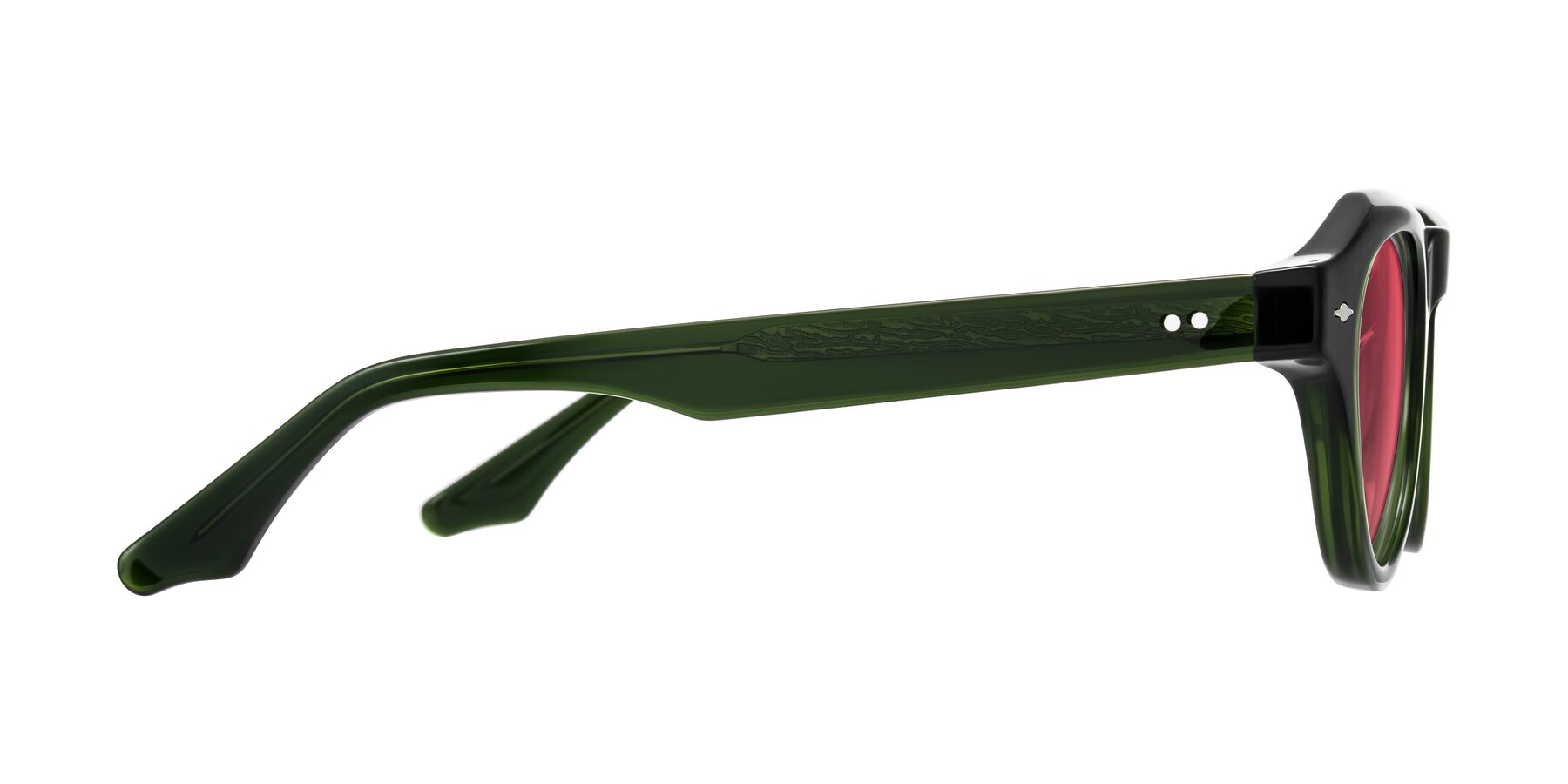 Side of Ascend in Dark Jade Green with Red Tinted Lenses