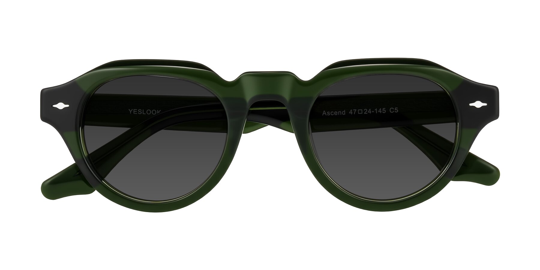 Folded Front of Ascend in Dark Jade Green with Gray Tinted Lenses