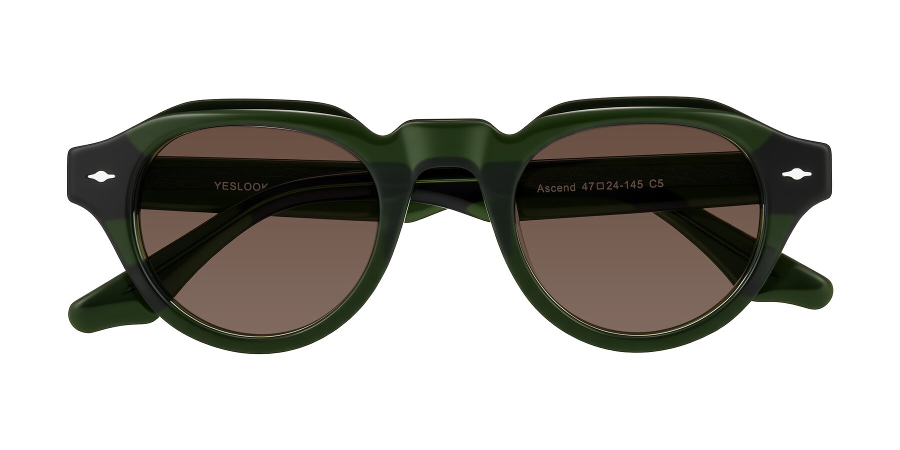 Folded Front of Ascend in Dark Jade Green with Brown Tinted Lenses