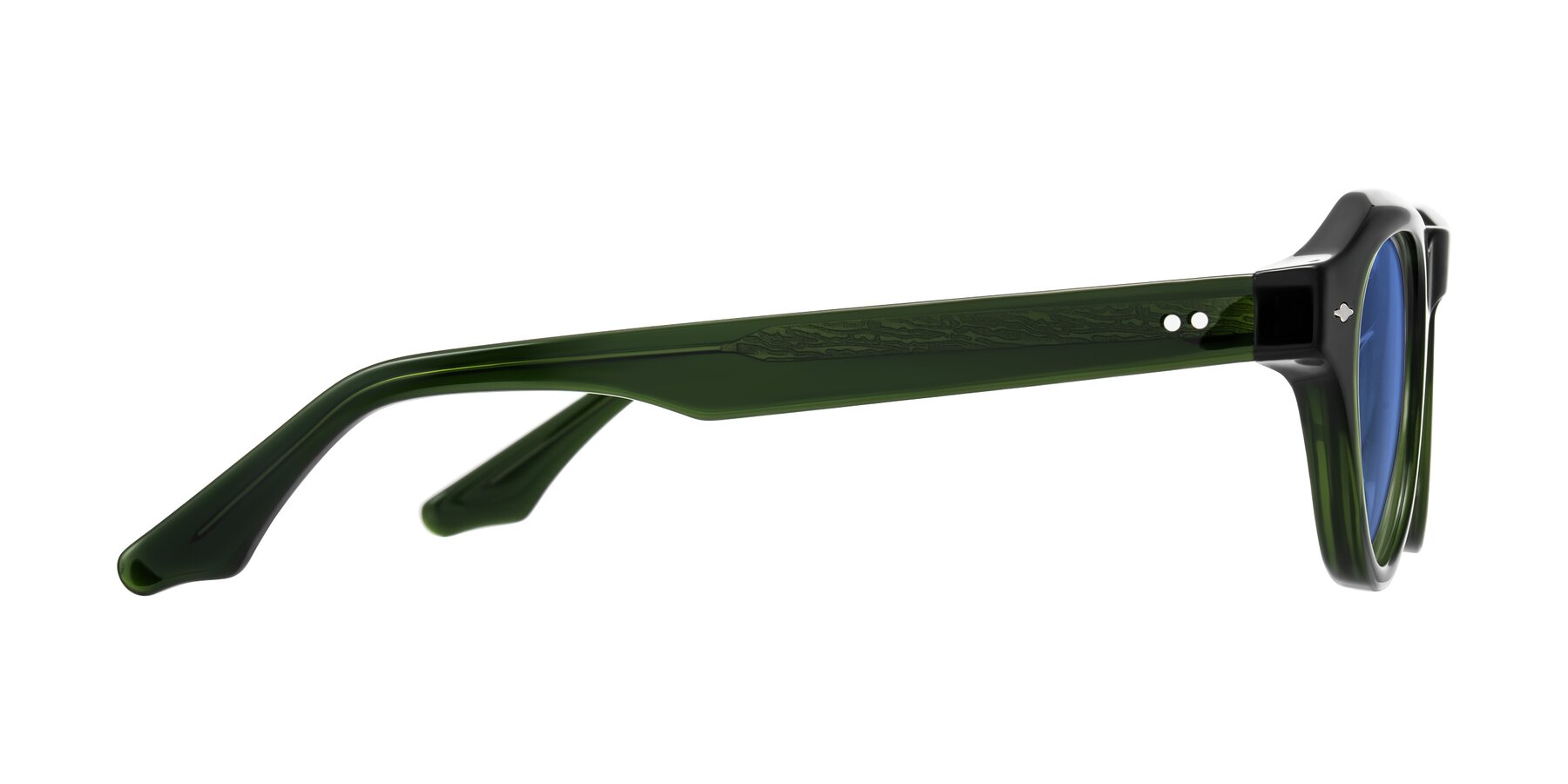 Side of Ascend in Dark Jade Green with Blue Tinted Lenses