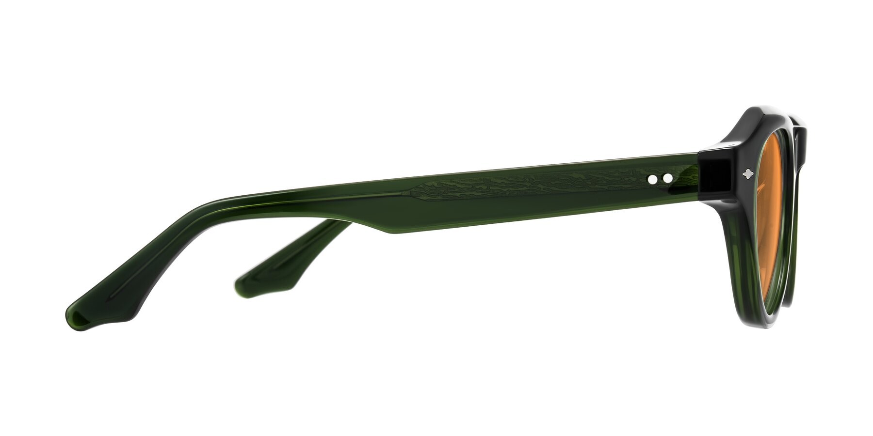 Side of Ascend in Dark Jade Green with Orange Tinted Lenses