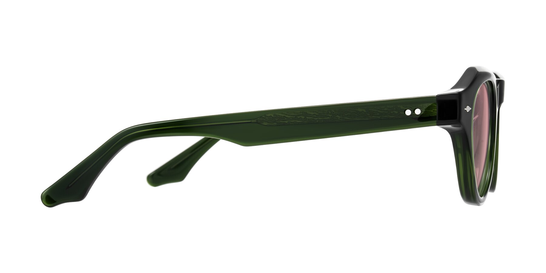 Side of Ascend in Dark Jade Green with Medium Garnet Tinted Lenses