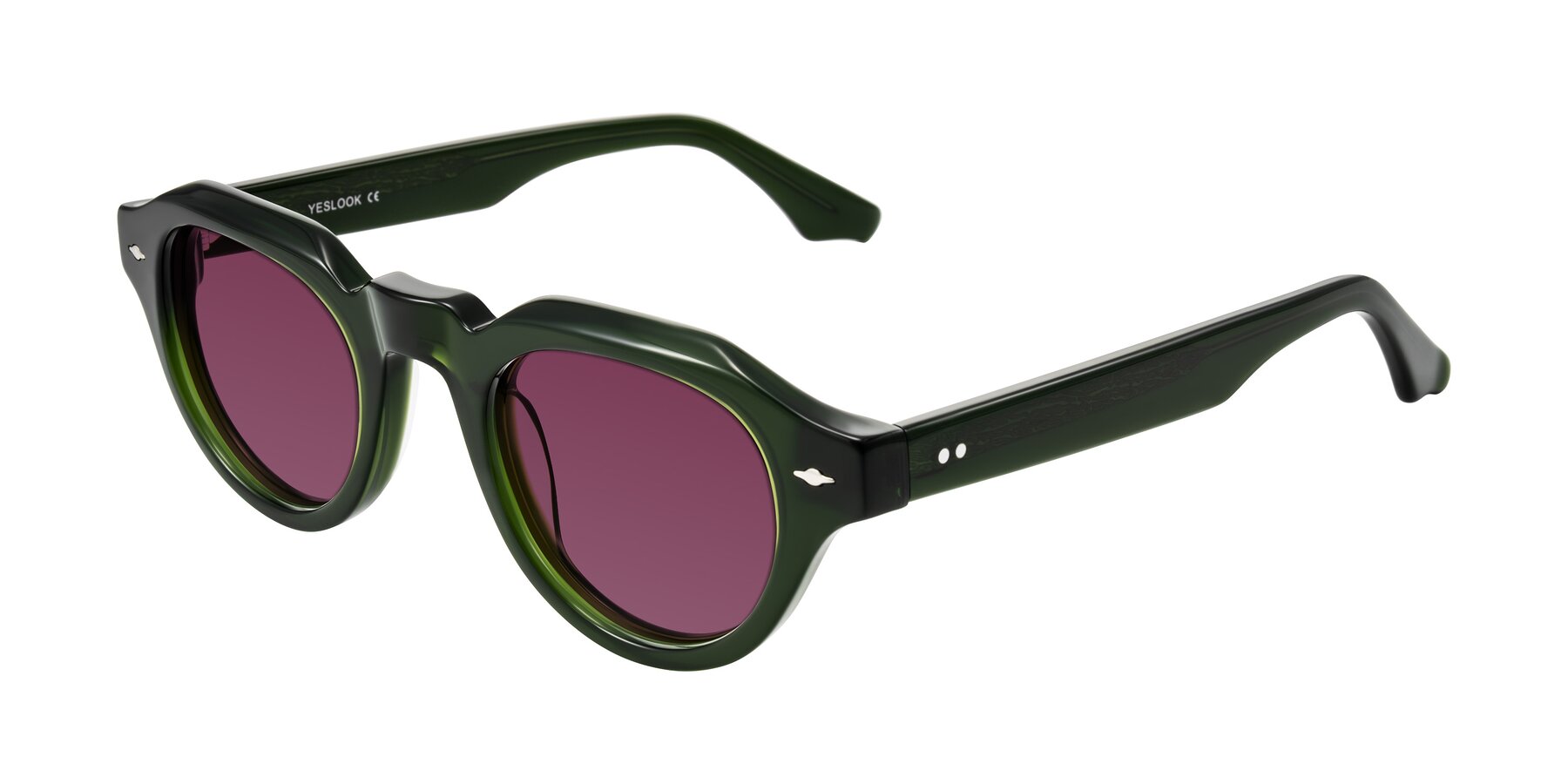 Angle of Ascend in Dark Jade Green with Wine Tinted Lenses