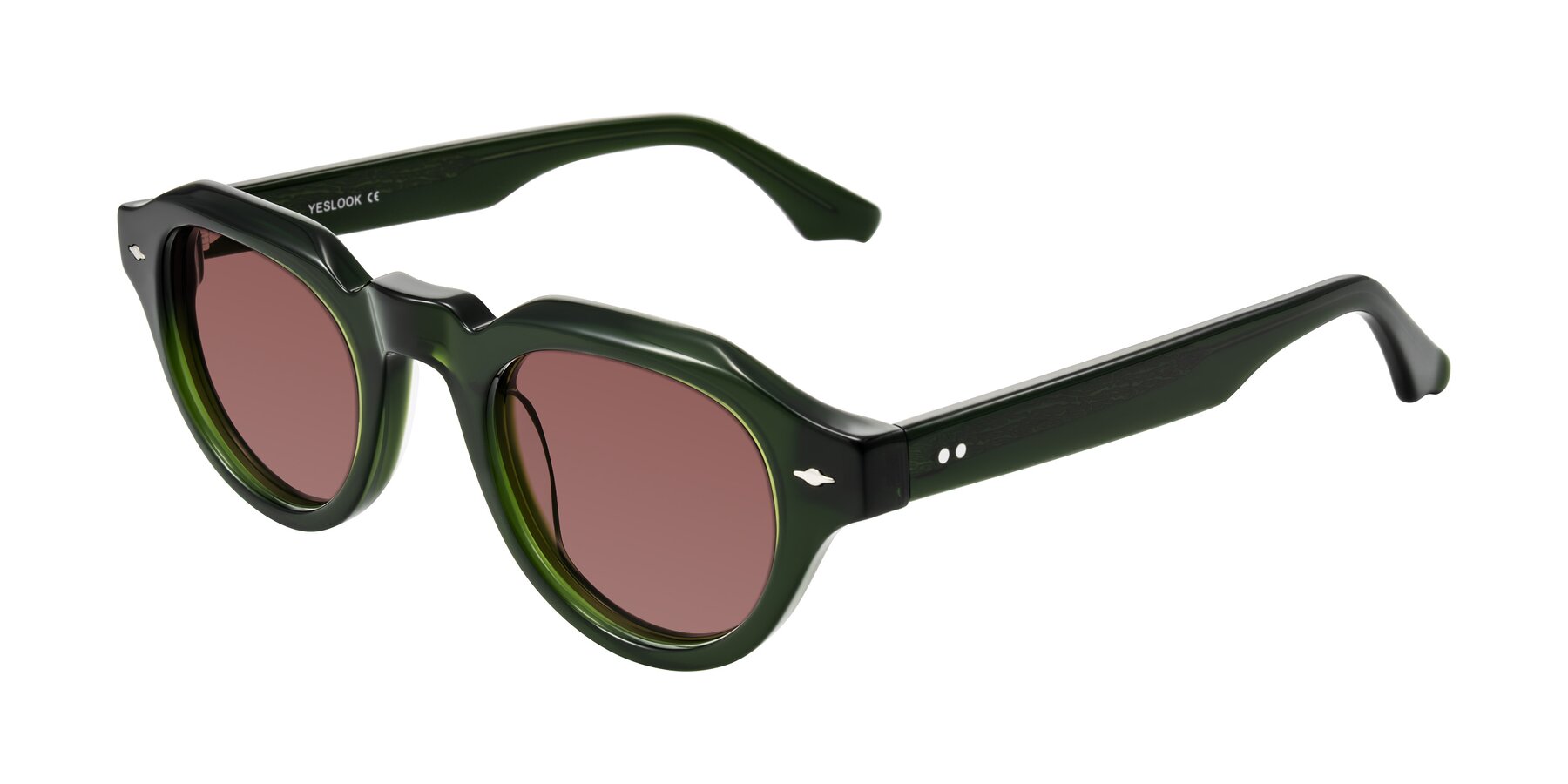 Angle of Ascend in Dark Jade Green with Garnet Tinted Lenses