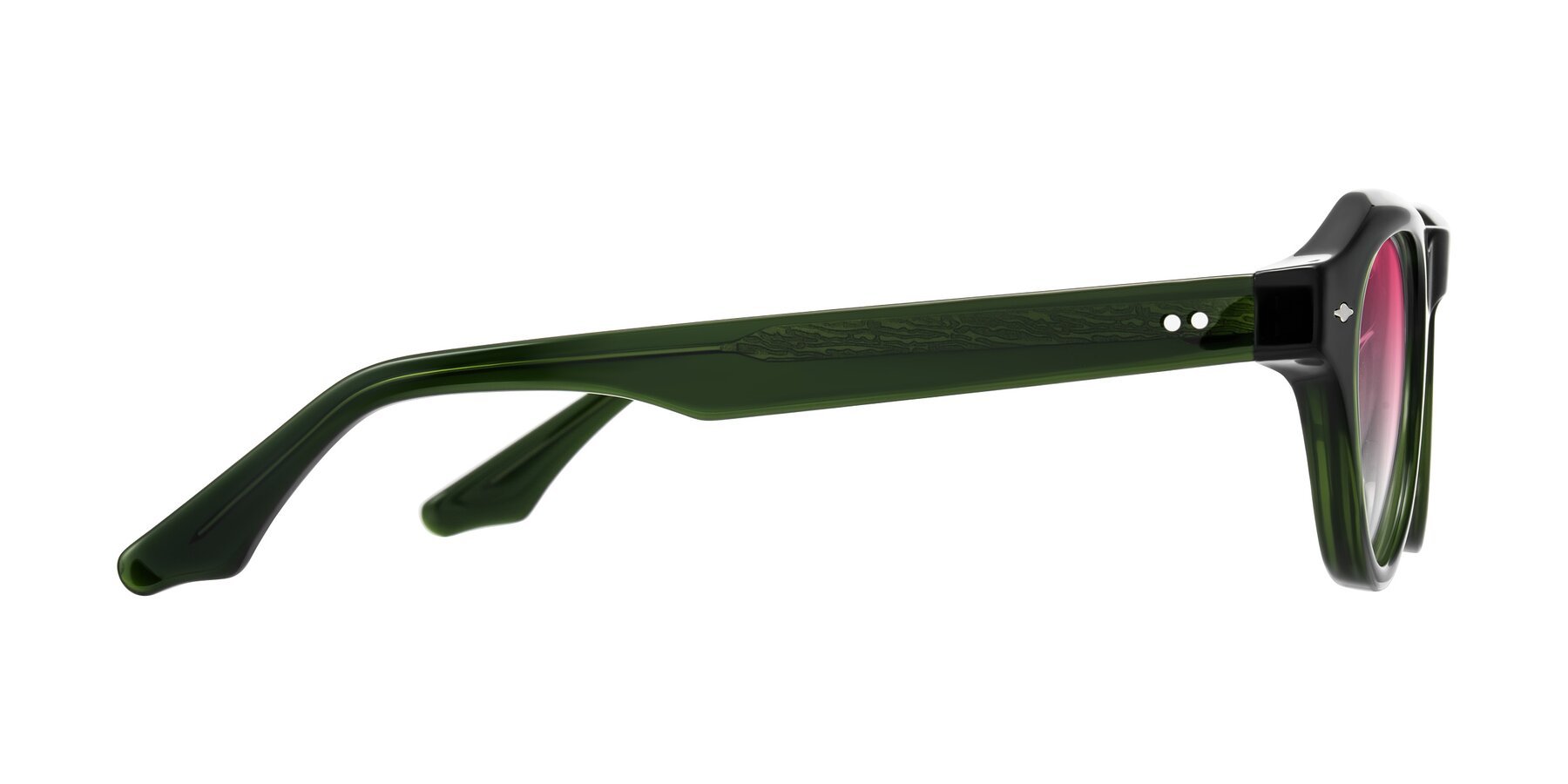 Side of Ascend in Dark Jade Green with Pink Gradient Lenses