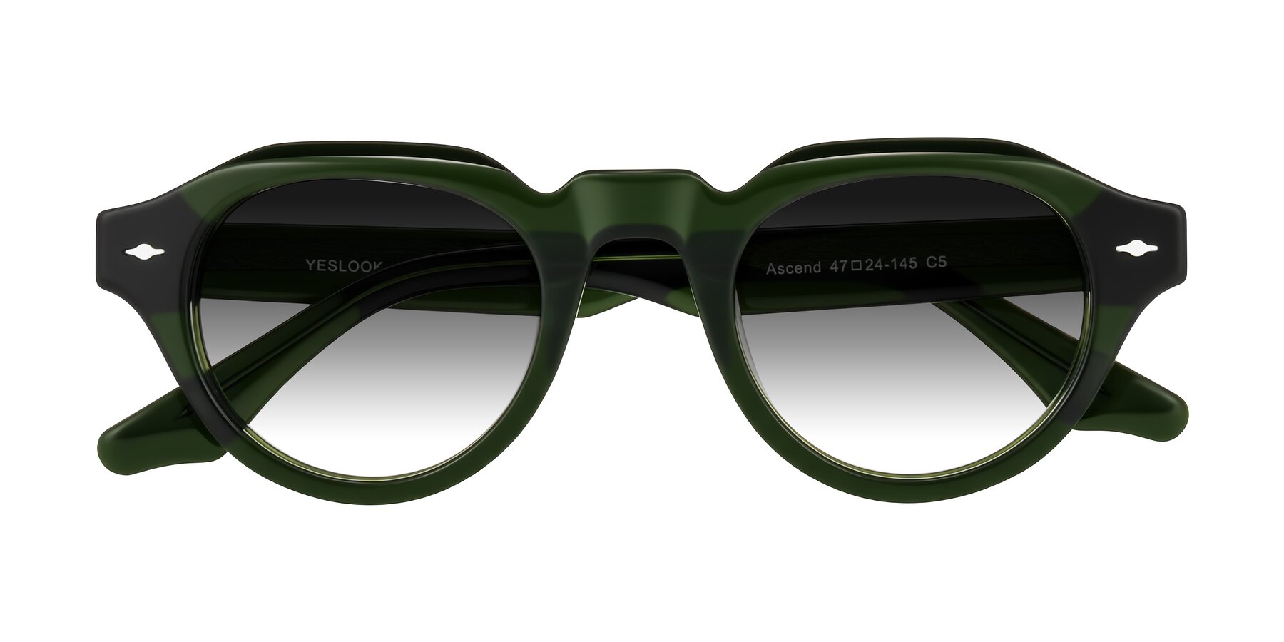 Folded Front of Ascend in Dark Jade Green with Gray Gradient Lenses