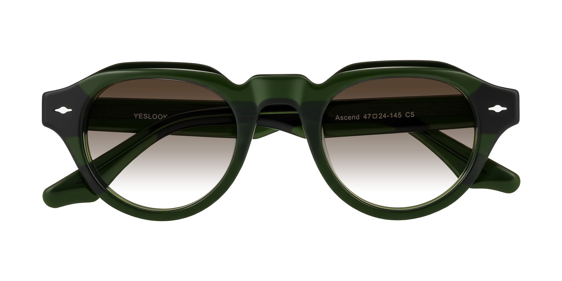 Folded Front of Ascend in Dark Jade Green with Brown Gradient Lenses