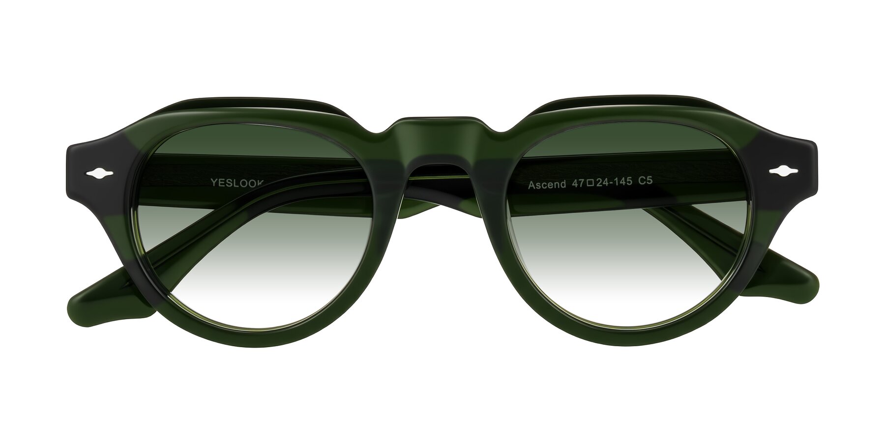 Folded Front of Ascend in Dark Jade Green with Green Gradient Lenses