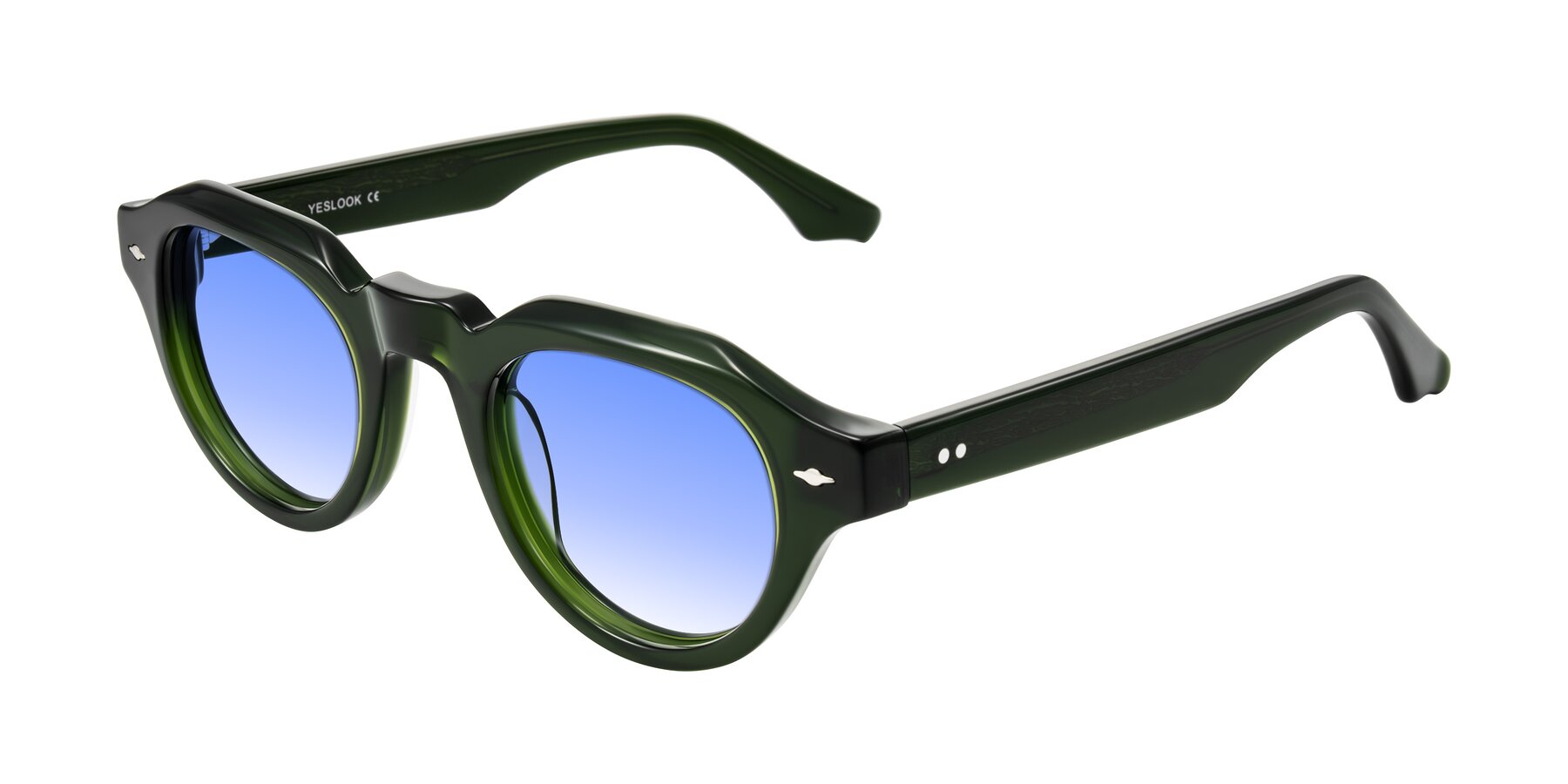 Angle of Ascend in Dark Jade Green with Blue Gradient Lenses