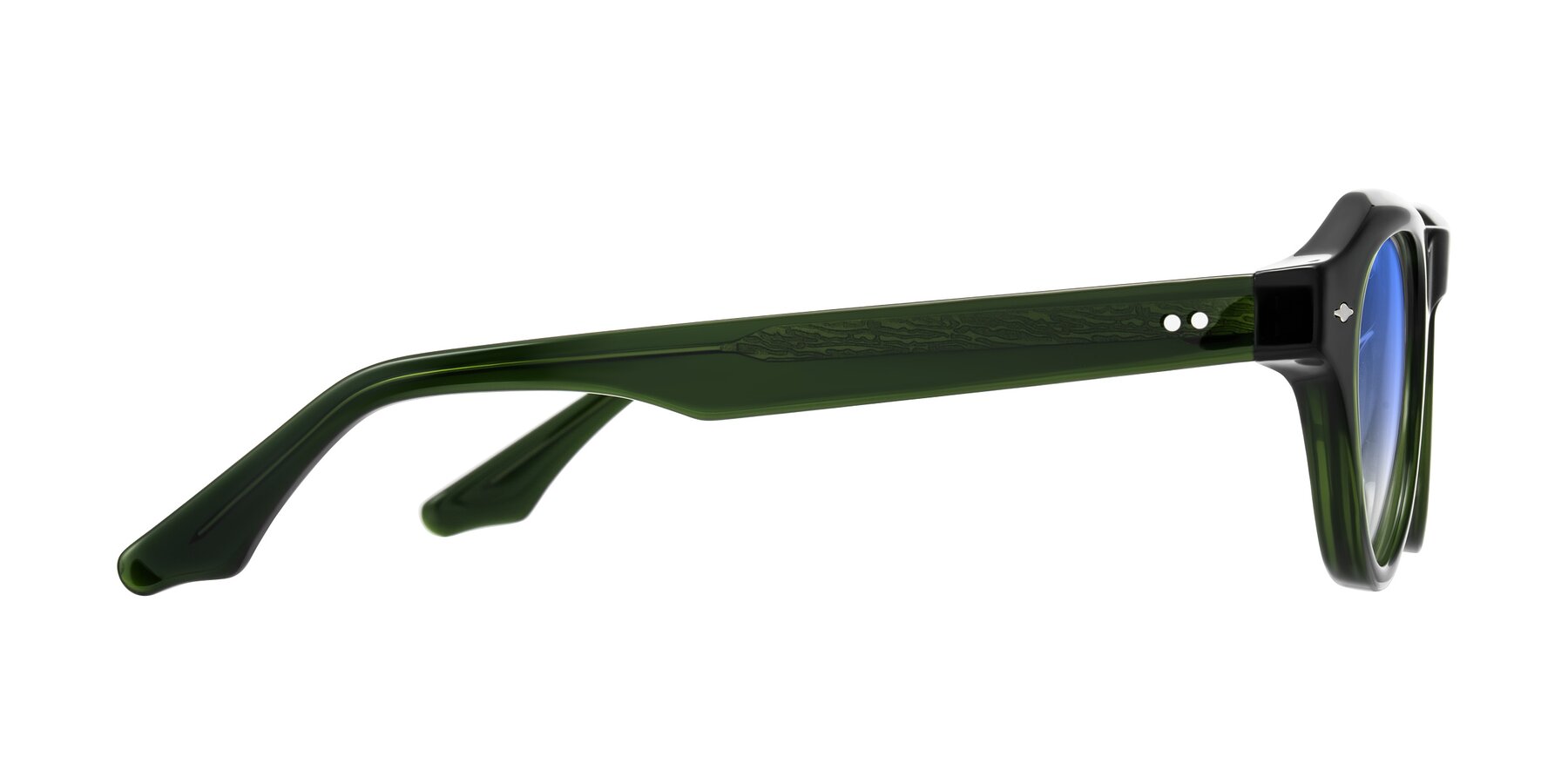 Side of Ascend in Dark Jade Green with Blue Gradient Lenses