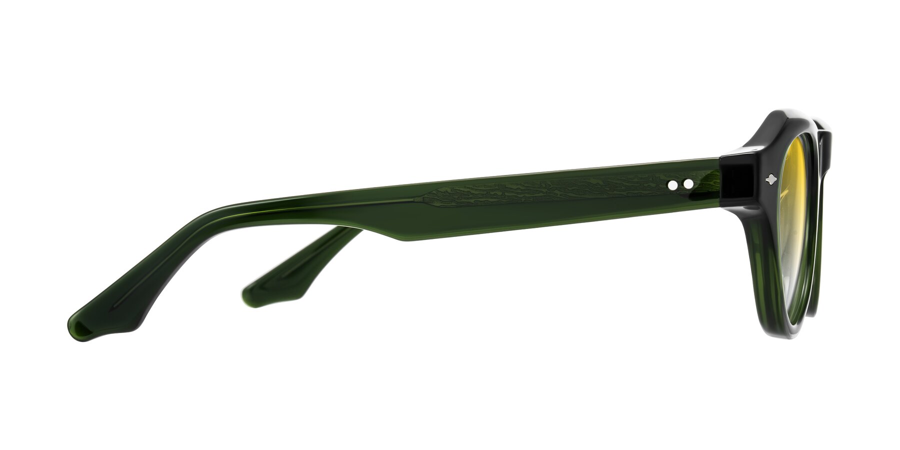 Side of Ascend in Dark Jade Green with Yellow Gradient Lenses