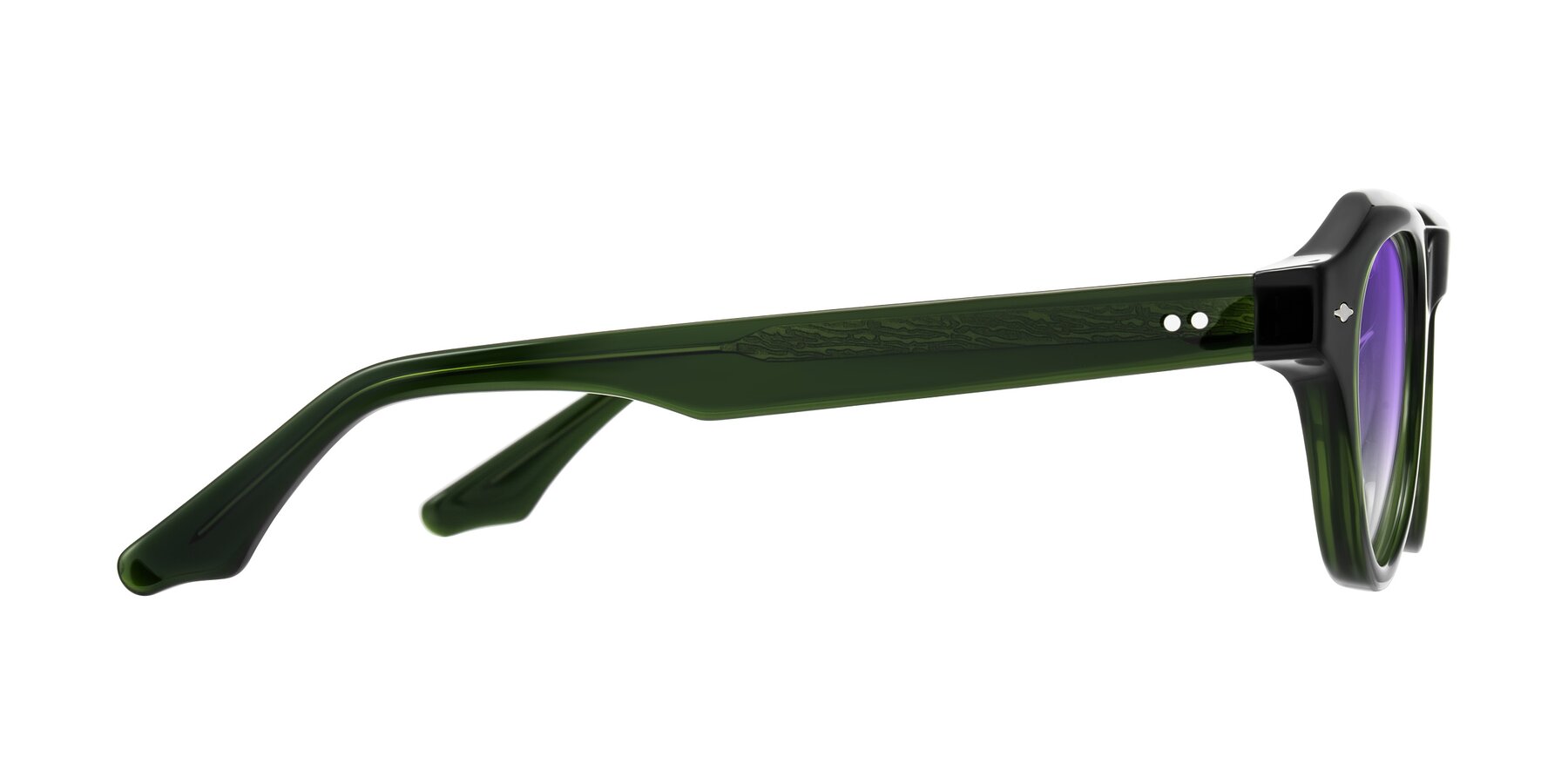 Side of Ascend in Dark Jade Green with Purple Gradient Lenses