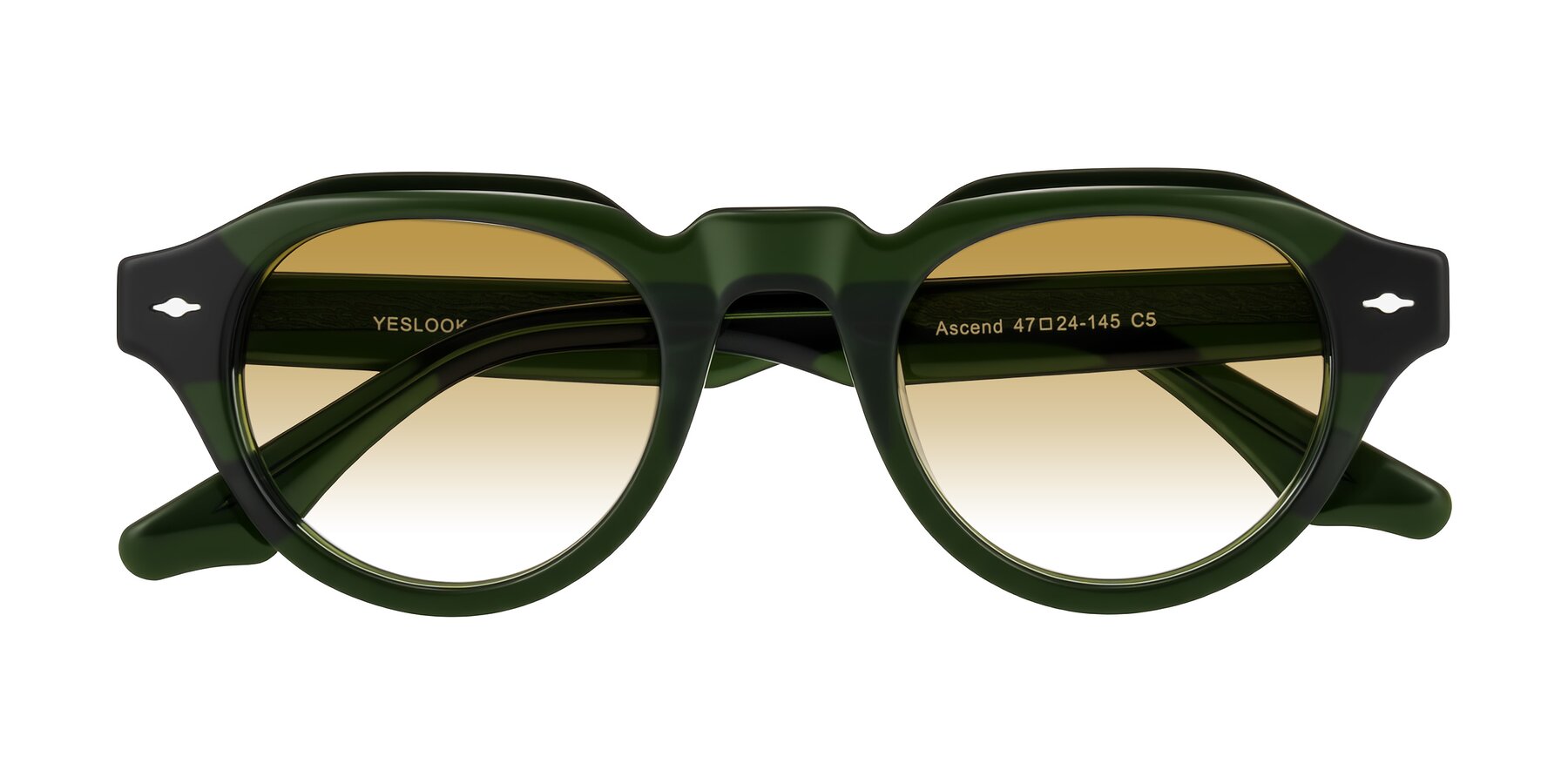 Folded Front of Ascend in Dark Jade Green with Champagne Gradient Lenses