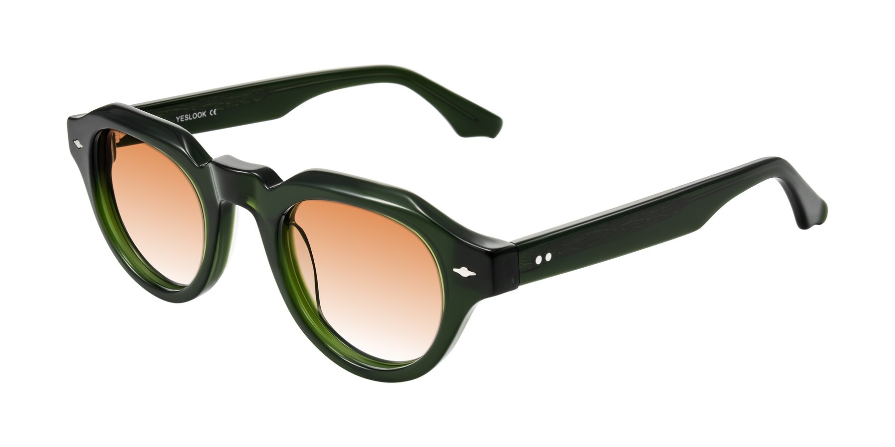 Angle of Ascend in Dark Jade Green with Orange Gradient Lenses