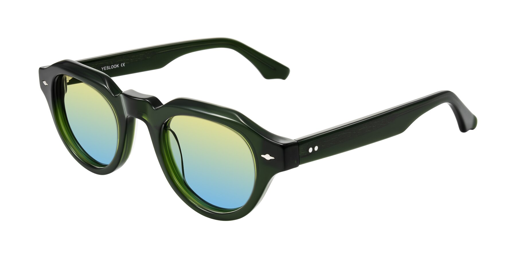 Angle of Ascend in Dark Jade Green with Yellow / Blue Gradient Lenses