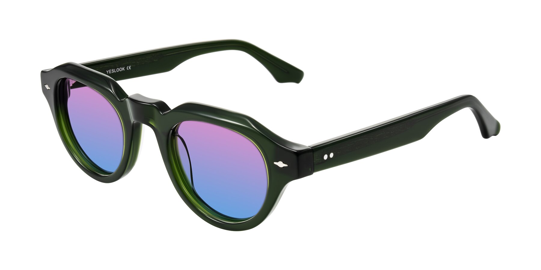 Angle of Ascend in Dark Jade Green with Pink / Blue Gradient Lenses