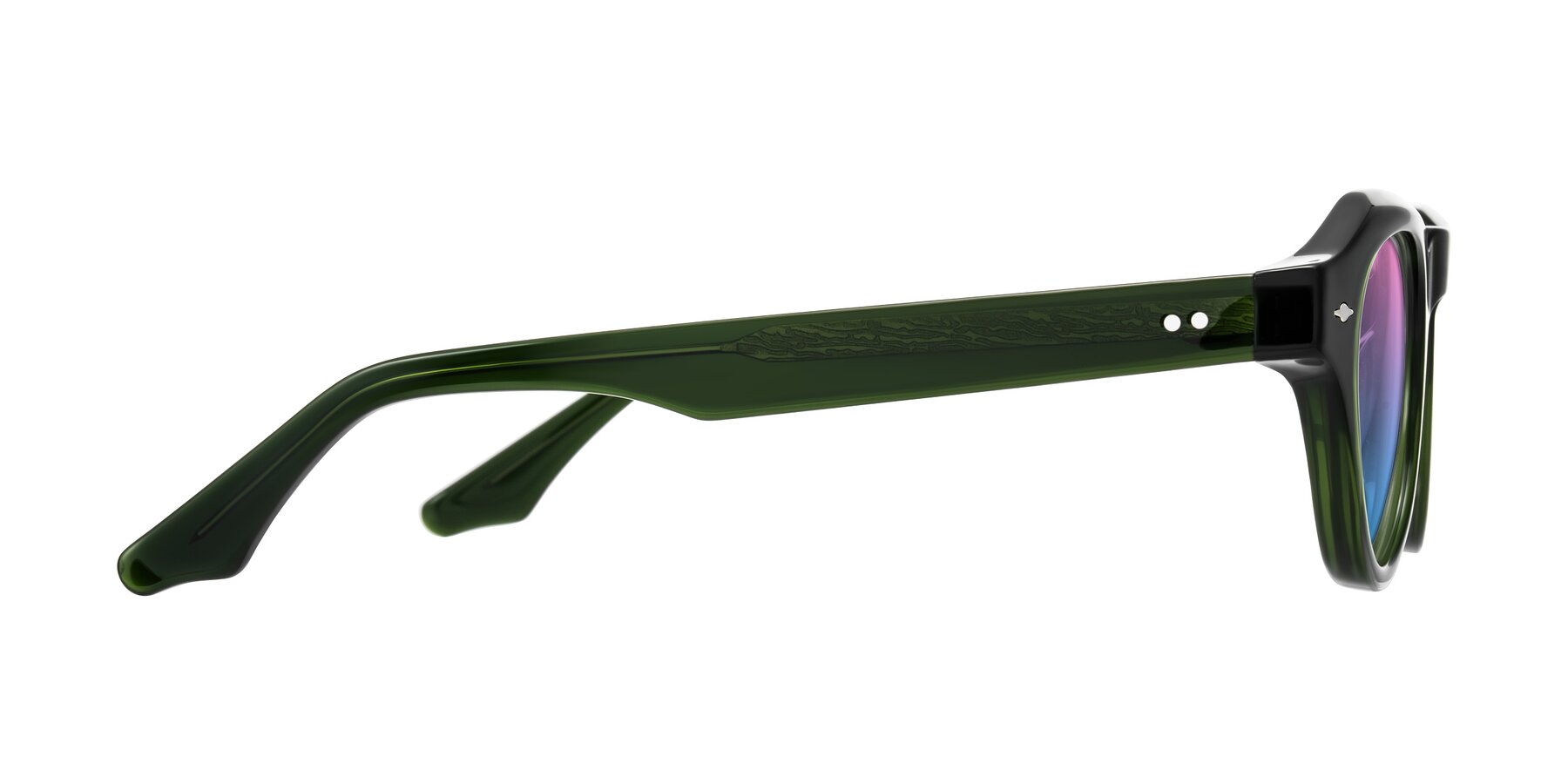 Side of Ascend in Dark Jade Green with Pink / Blue Gradient Lenses