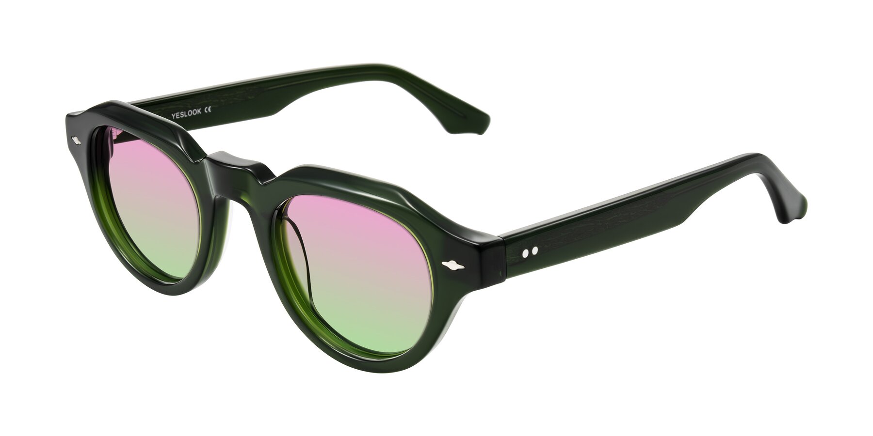 Angle of Ascend in Dark Jade Green with Pink / Green Gradient Lenses
