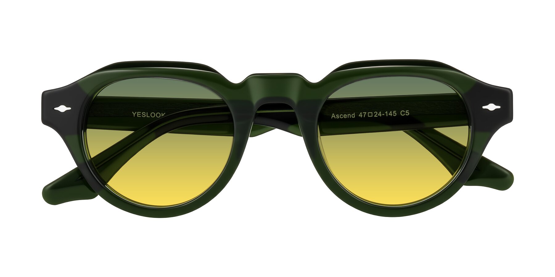 Folded Front of Ascend in Dark Jade Green with Green / Yellow Gradient Lenses