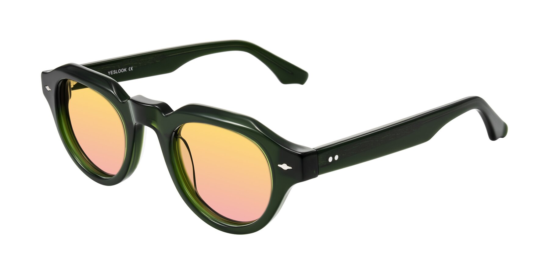 Angle of Ascend in Dark Jade Green with Yellow / Pink Gradient Lenses