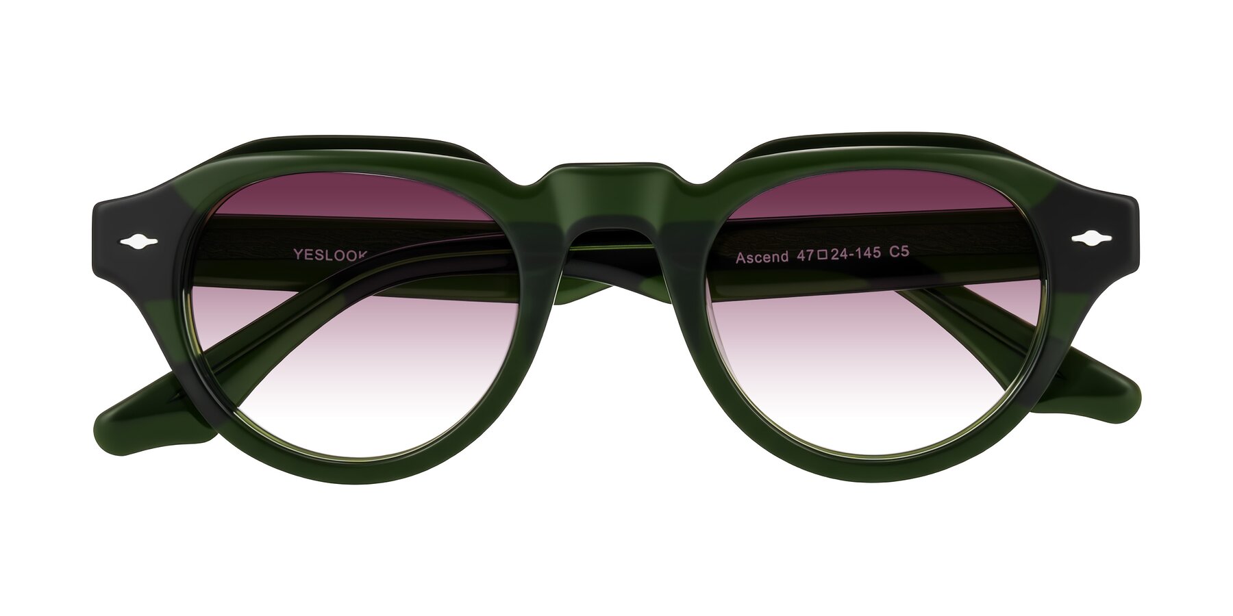 Folded Front of Ascend in Dark Jade Green with Wine Gradient Lenses