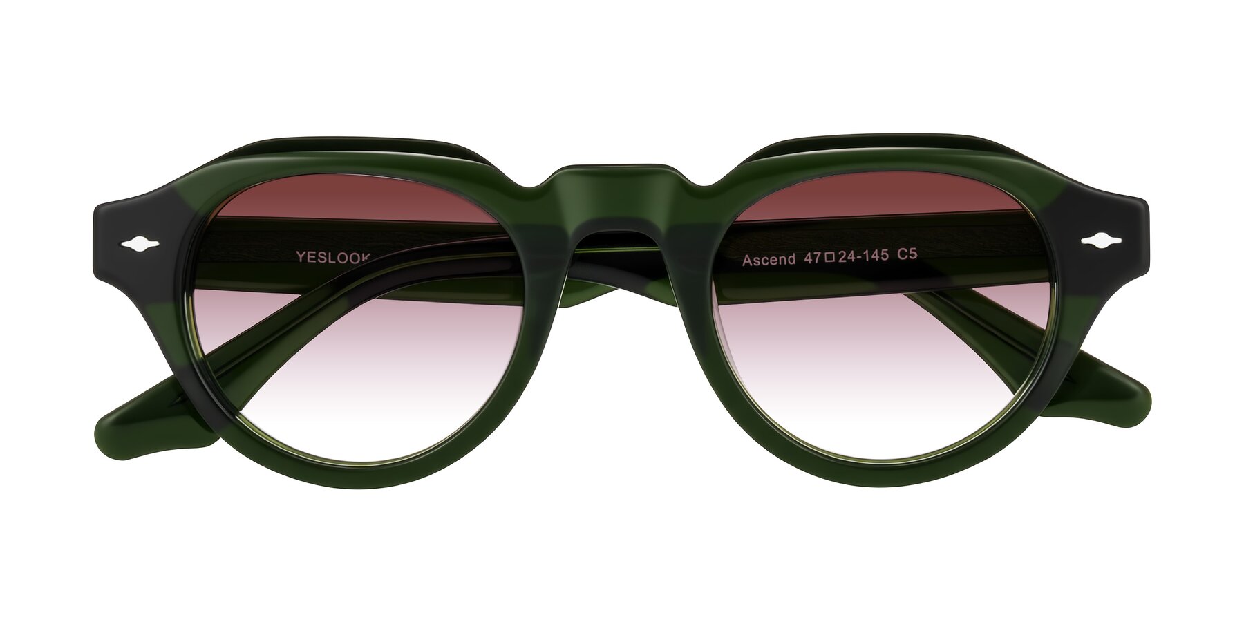 Folded Front of Ascend in Dark Jade Green with Garnet Gradient Lenses