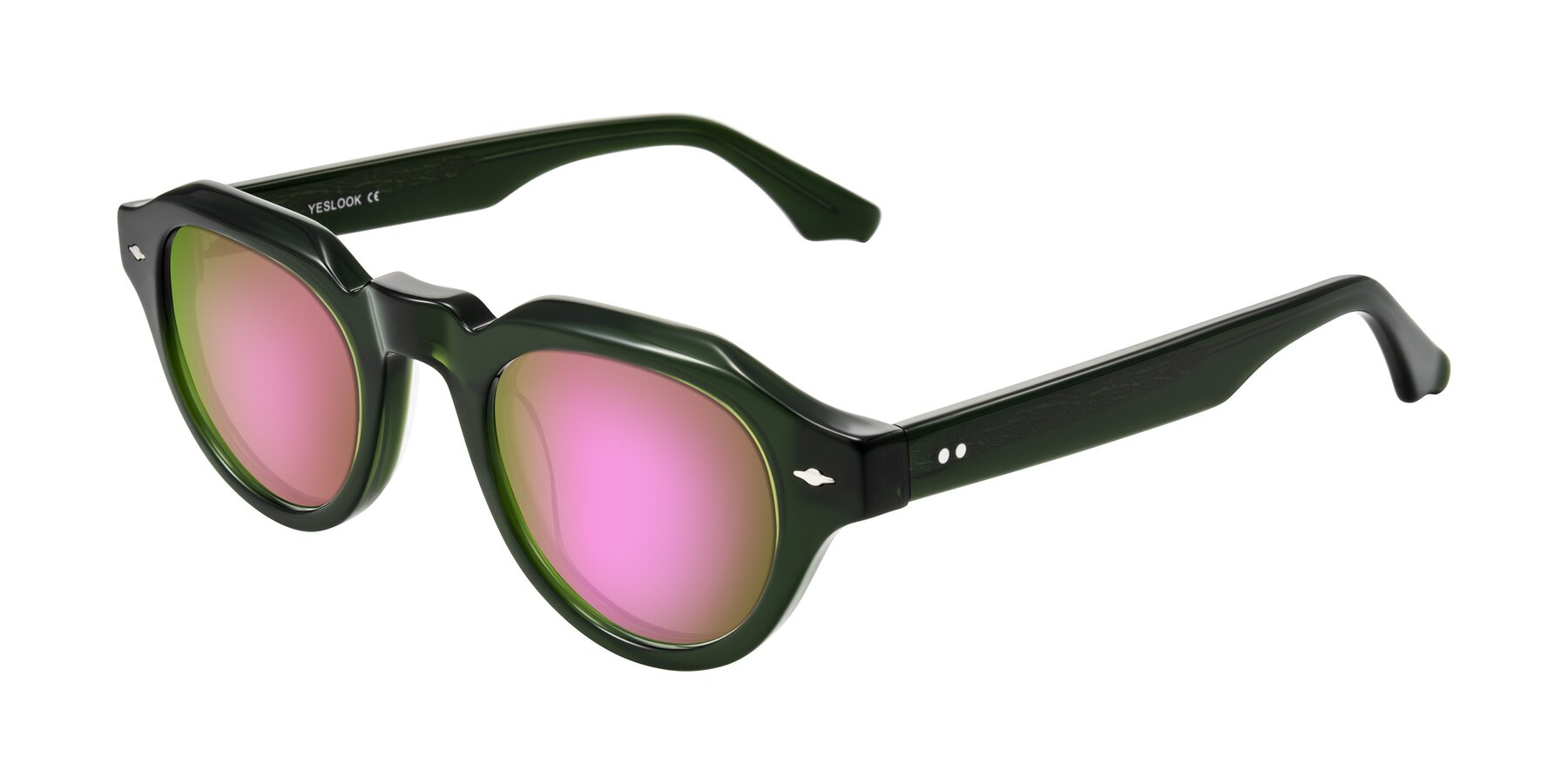 Angle of Ascend in Dark Jade Green with Pink Mirrored Lenses