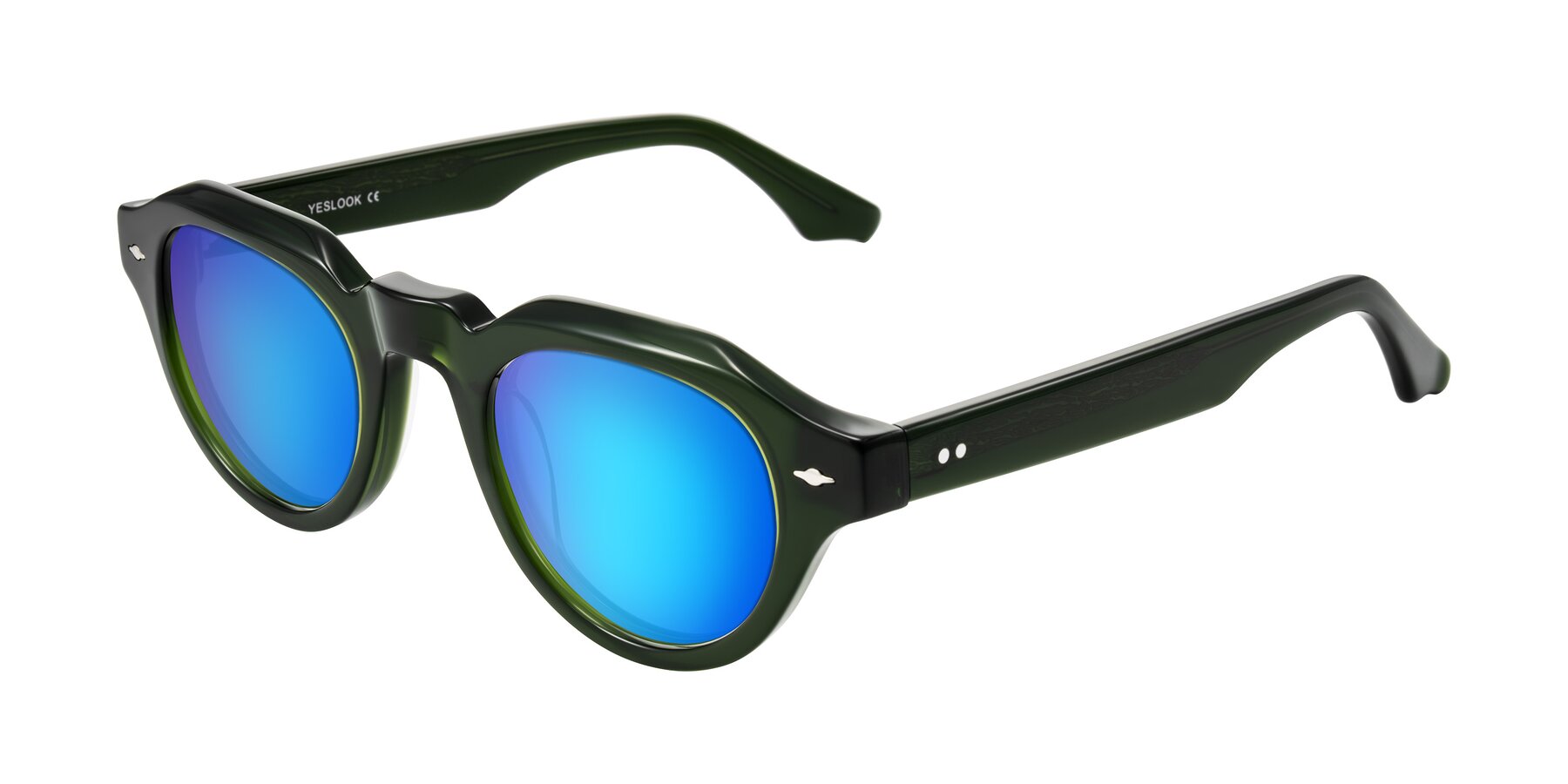 Angle of Ascend in Dark Jade Green with Blue Mirrored Lenses