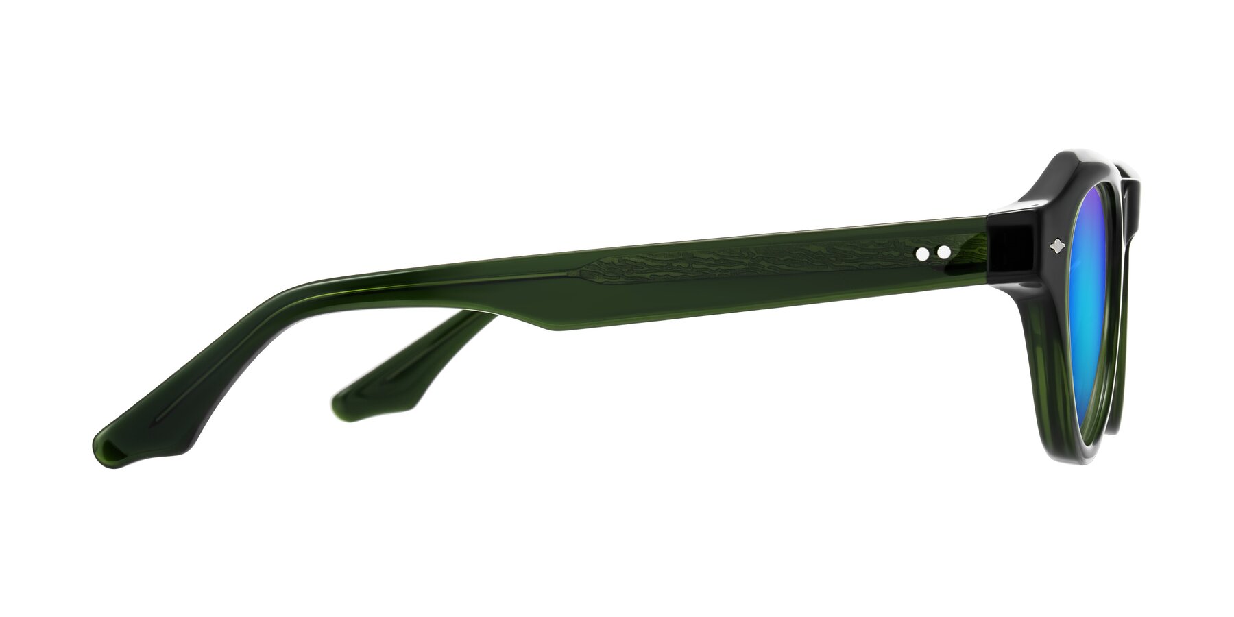 Side of Ascend in Dark Jade Green with Blue Mirrored Lenses