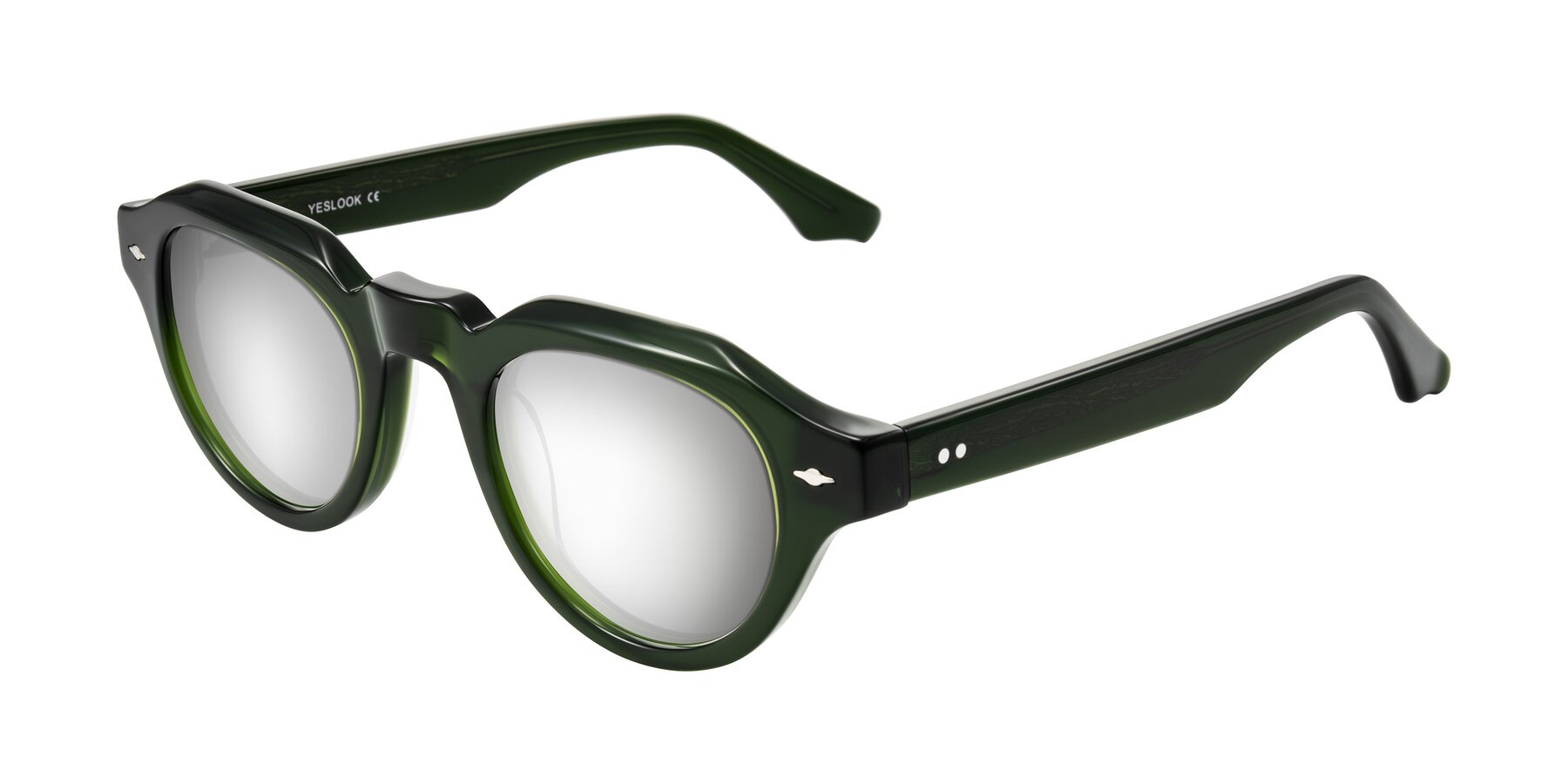 Angle of Ascend in Dark Jade Green with Silver Mirrored Lenses