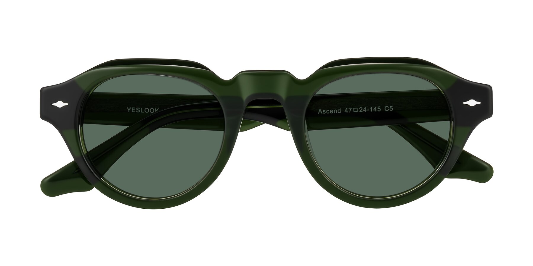 Folded Front of Ascend in Dark Jade Green with Green Polarized Lenses