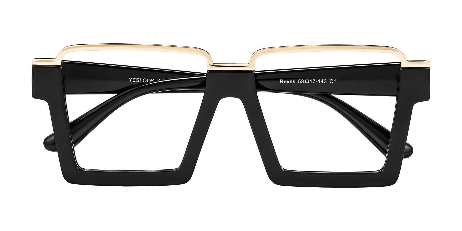 Folded Front of Reyes in Black with Clear Reading Eyeglass Lenses
