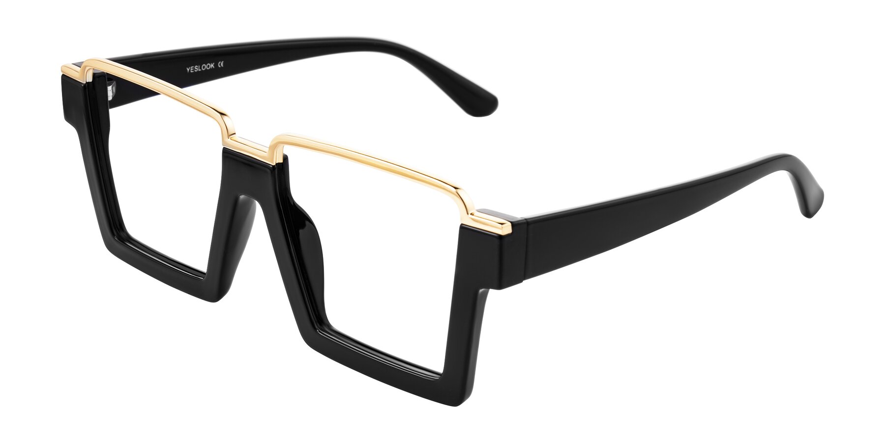 Angle of Reyes in Black with Clear Reading Eyeglass Lenses