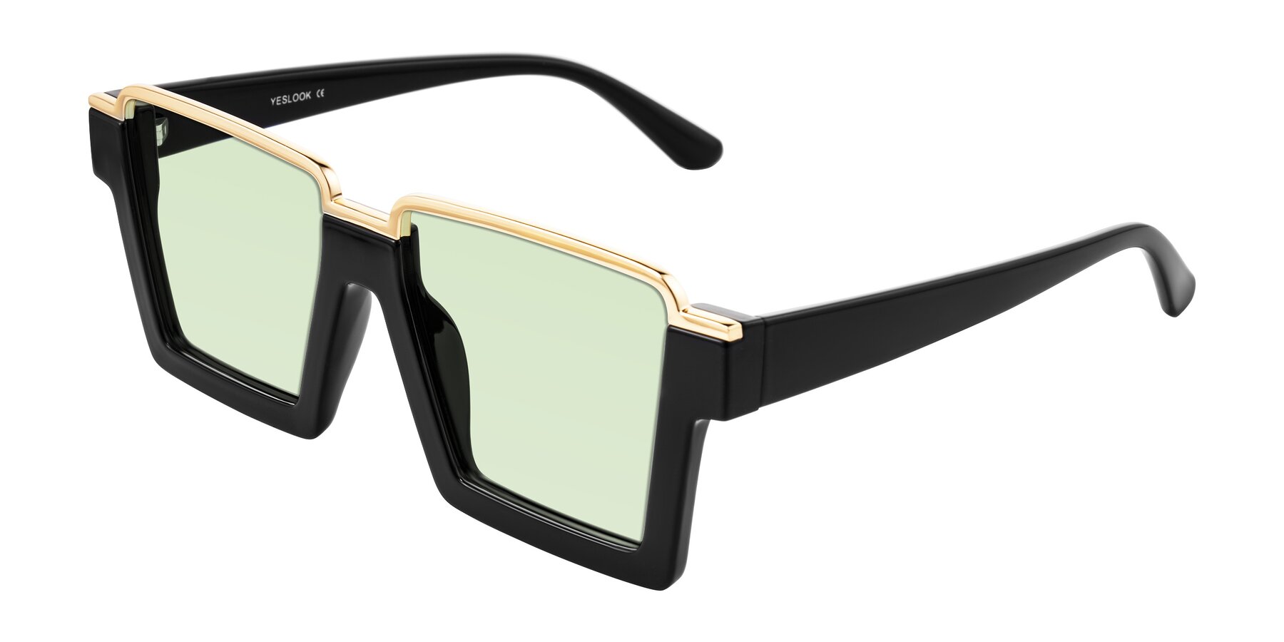 Angle of Reyes in Black with Light Green Tinted Lenses