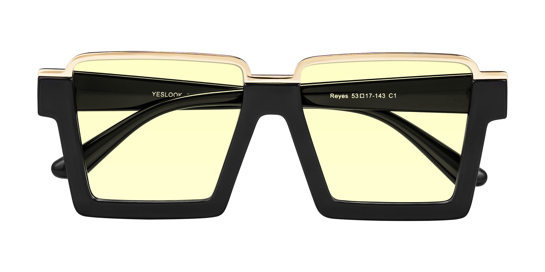 Folded Front of Reyes in Black with Light Yellow Tinted Lenses