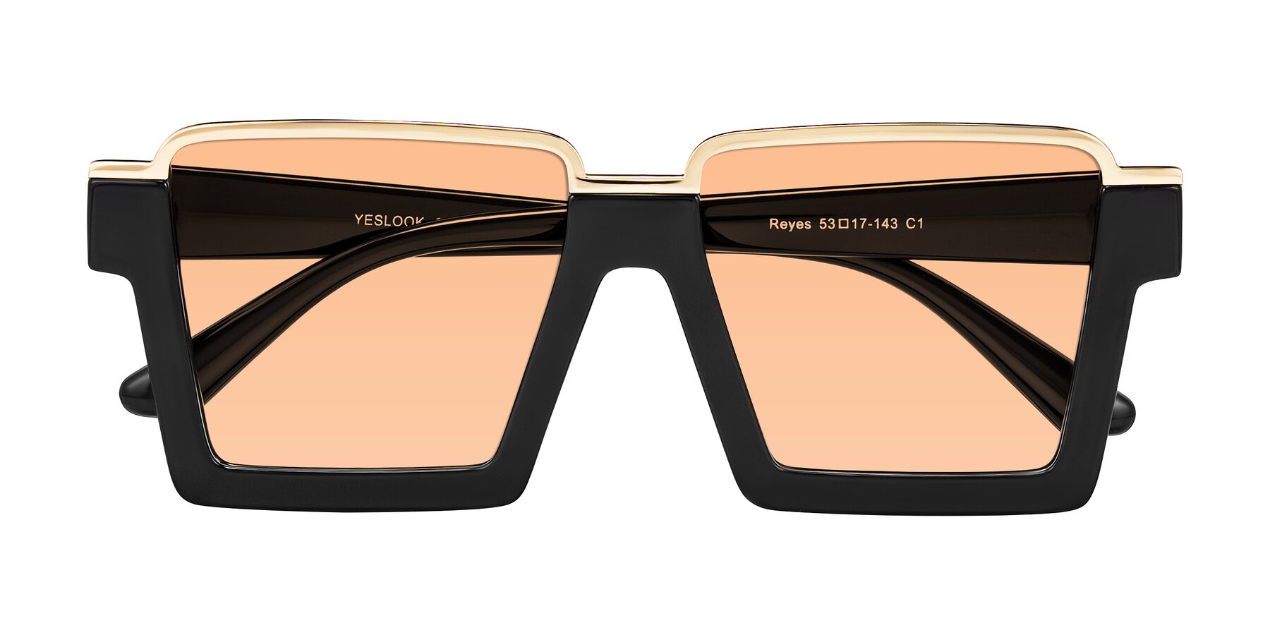 Folded Front of Reyes in Black with Light Orange Tinted Lenses