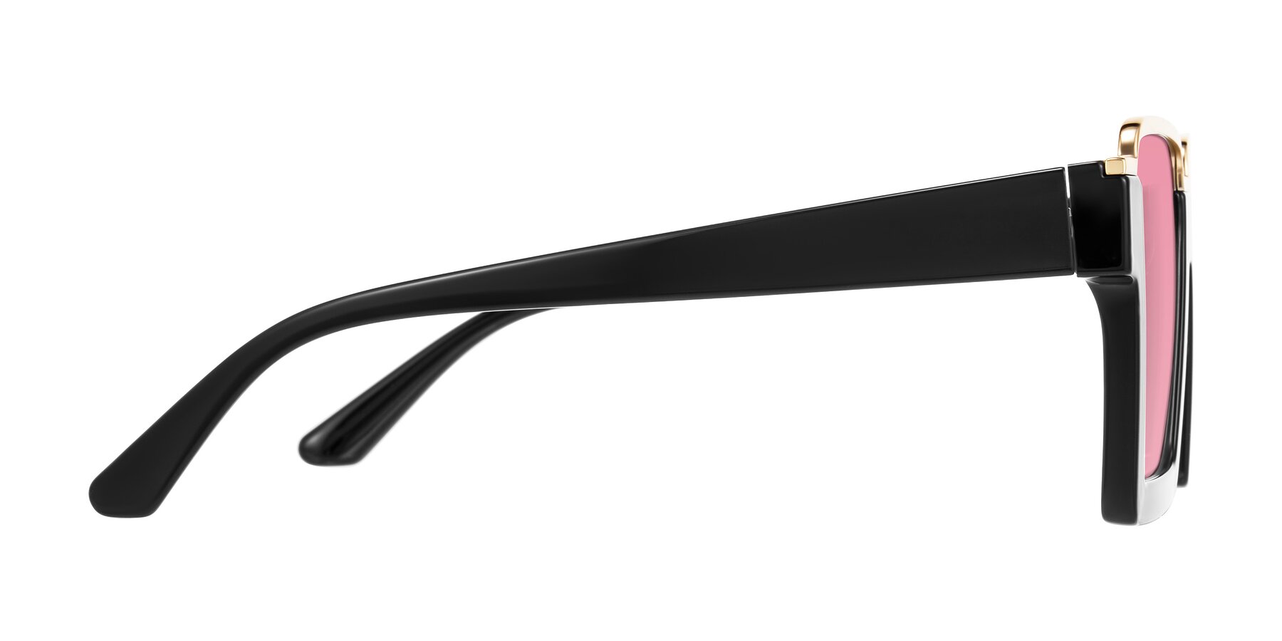 Side of Reyes in Black with Pink Tinted Lenses
