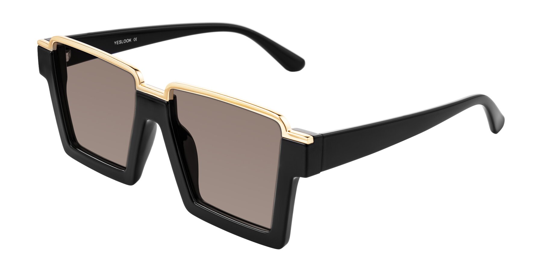 Angle of Reyes in Black with Medium Brown Tinted Lenses