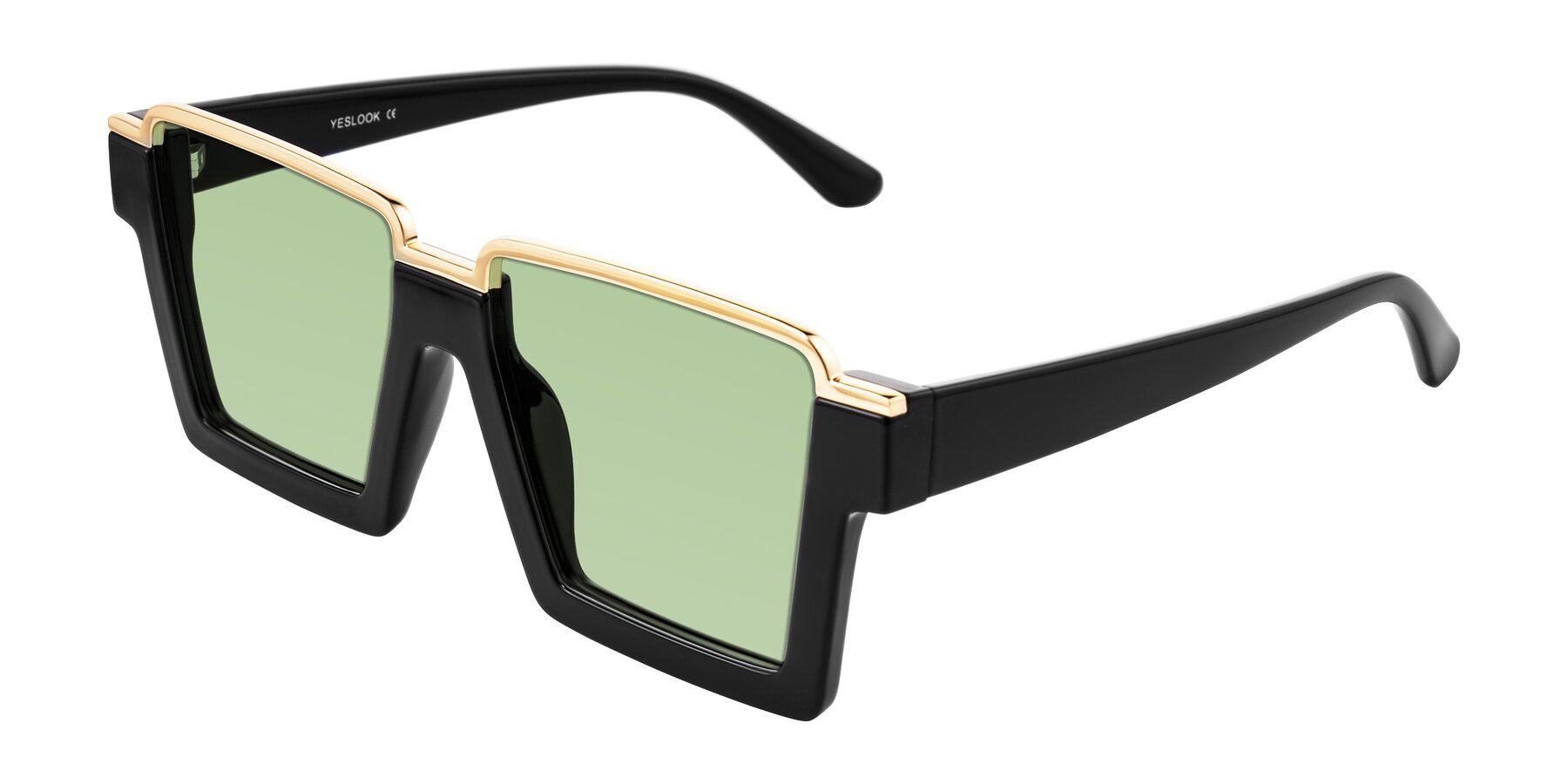 Angle of Reyes in Black with Medium Green Tinted Lenses