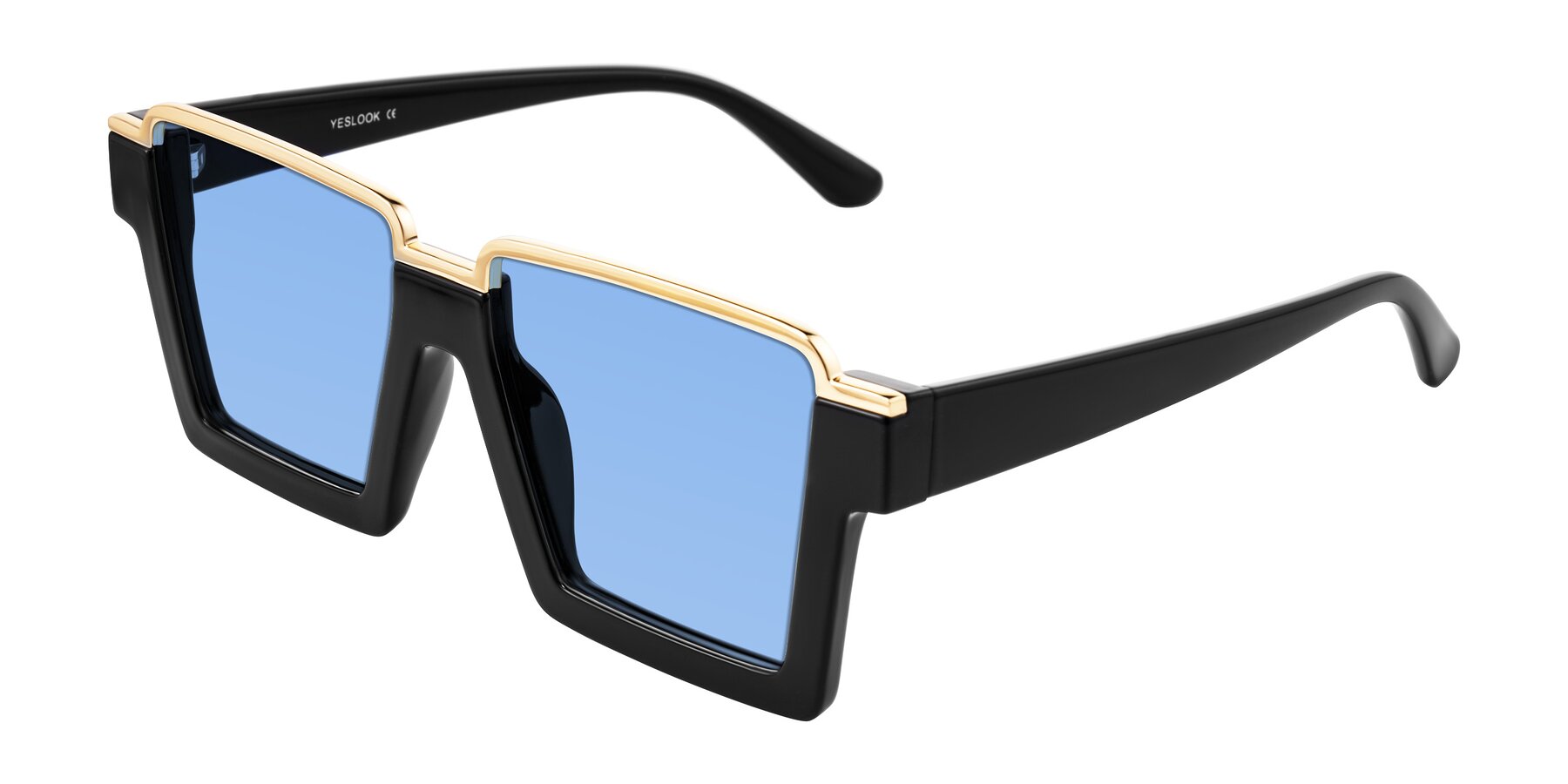 Angle of Reyes in Black with Medium Blue Tinted Lenses