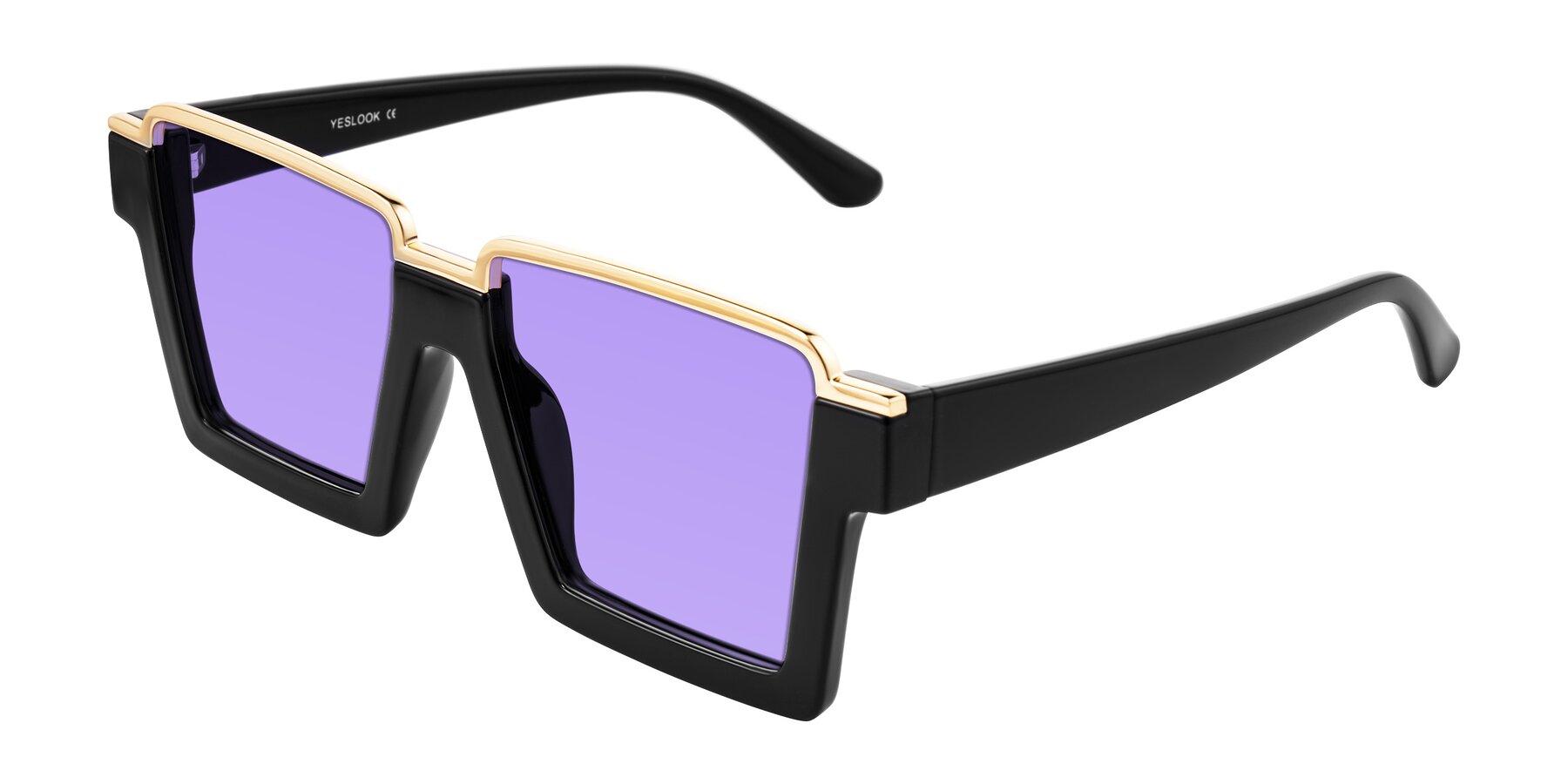 Angle of Reyes in Black with Medium Purple Tinted Lenses