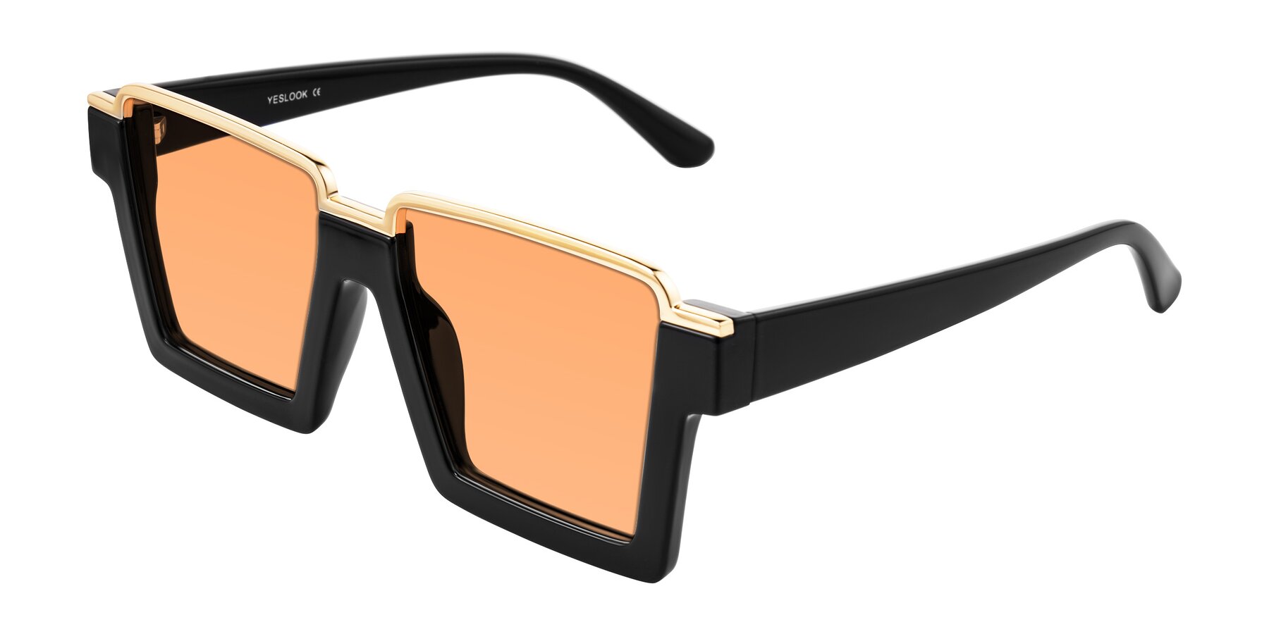 Angle of Reyes in Black with Medium Orange Tinted Lenses
